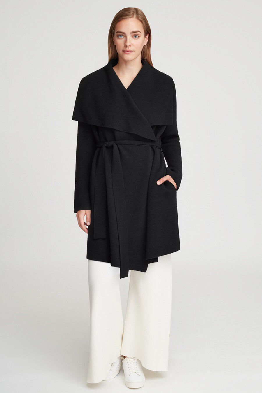 Wool Cashmere Short Wrap Coat (Earlier Version)